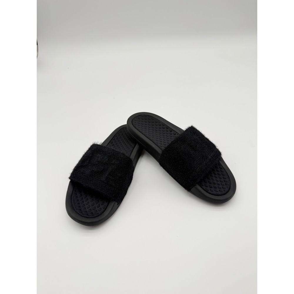 APL Athletic Propulsion Labs TechLoom Slides Black Fuzzy Slides Size 8